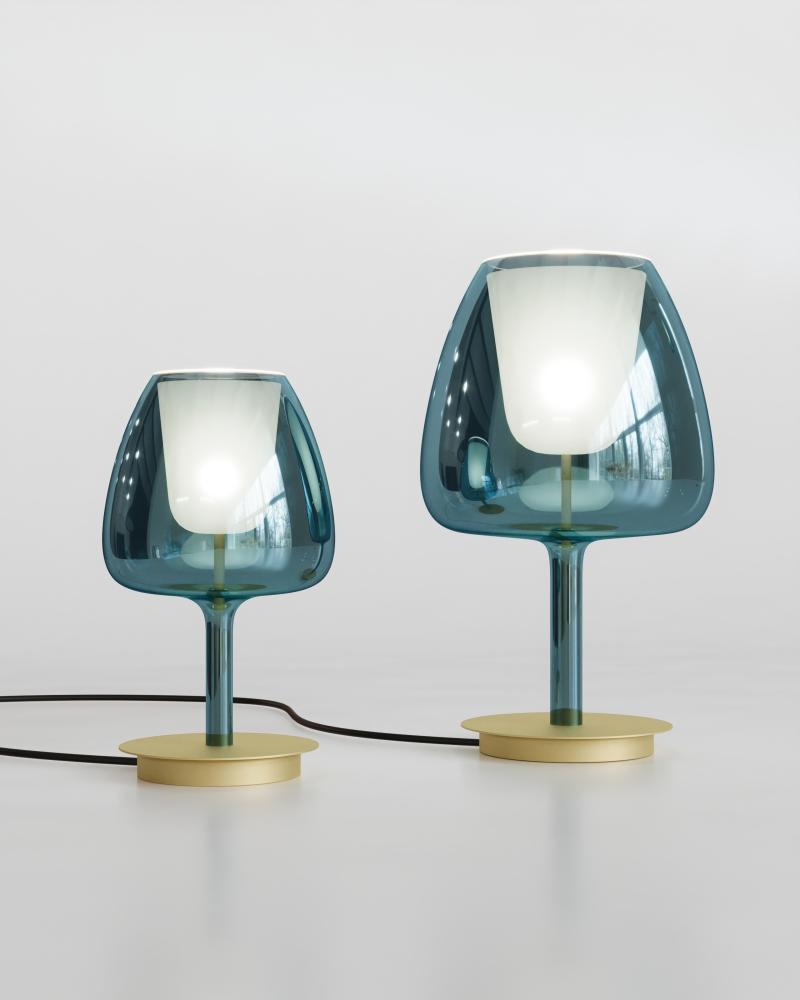 Luxury Italian table lamp—Cangini & Tucci CLOS© featuring elegant rounded glass shade.