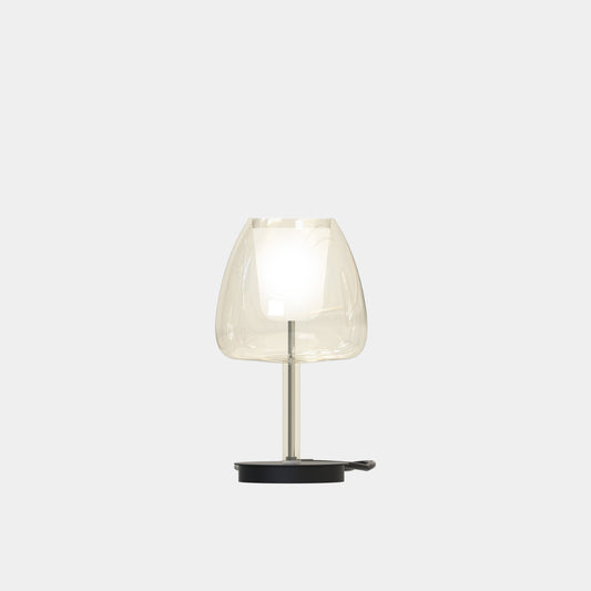 Luxury Italian table lamp—Cangini & Tucci CLOS© featuring elegant rounded glass shade.