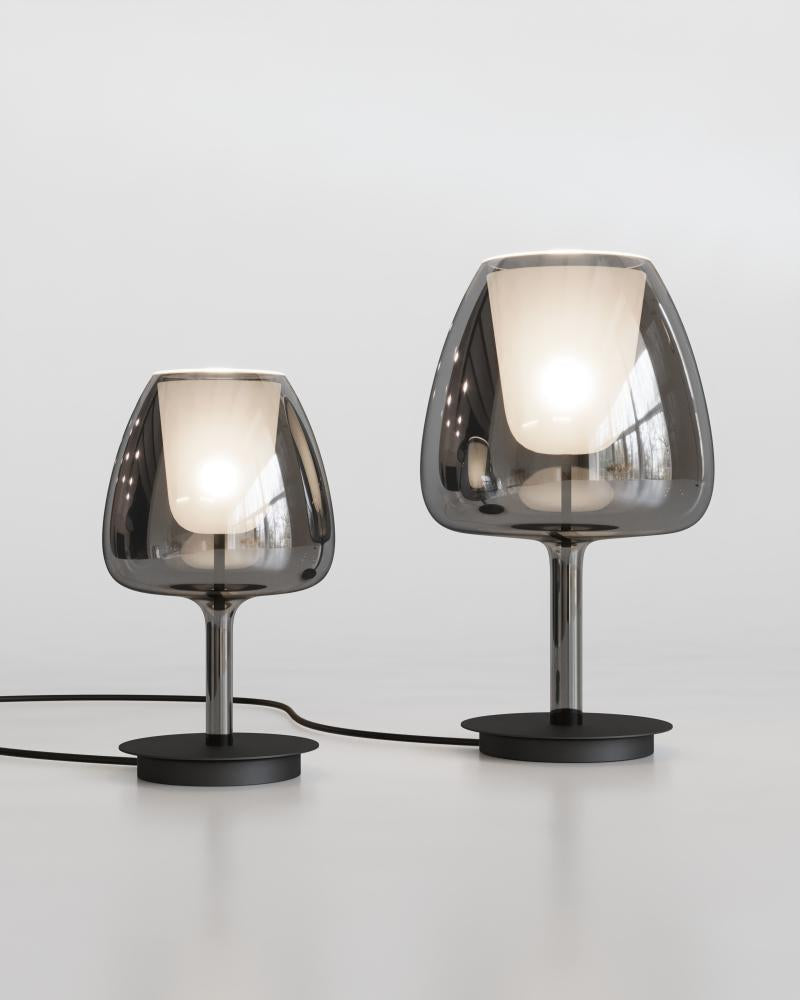 Luxury Italian table lamp—Cangini & Tucci CLOS© featuring elegant rounded glass shade.
