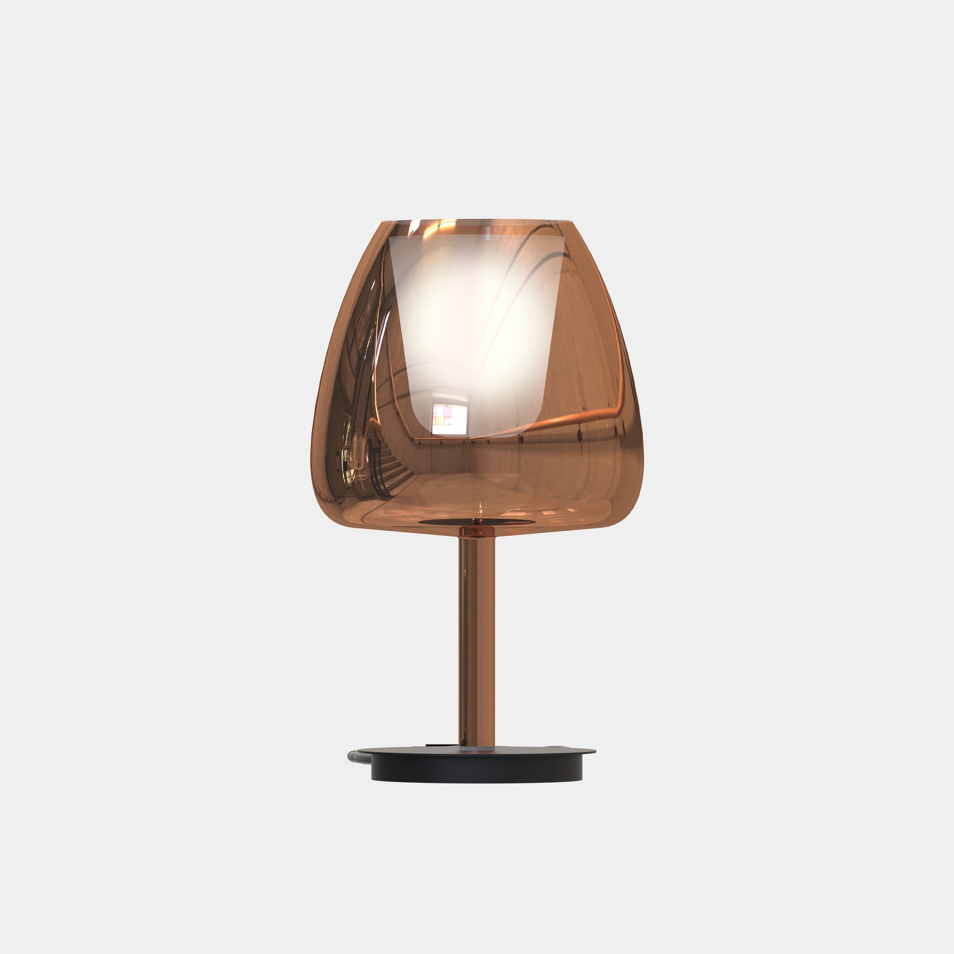 Luxury Italian table lamp—Cangini & Tucci CLOS© featuring elegant rounded glass shade.