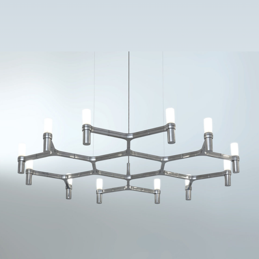 Crown Hexagonal pattern hanging light in chrome finish, 