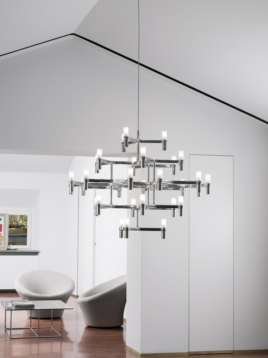 Lobby Area Chrome Pendant Lamp Collection by Nemo