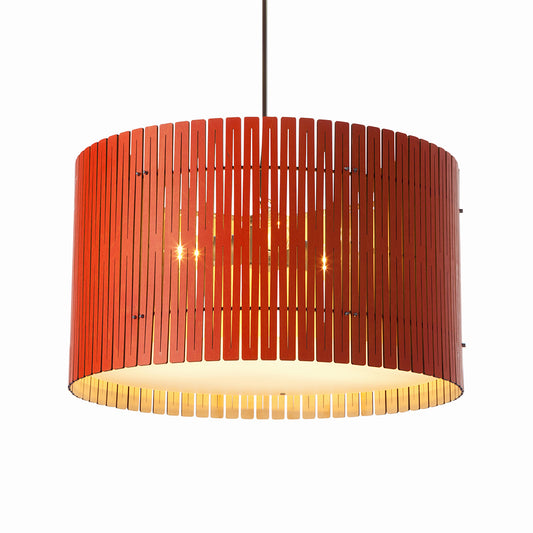Red wooden hanging light for dining area