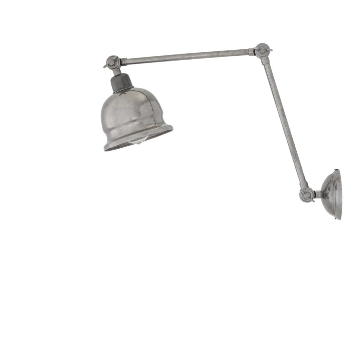 Wall-mounted lamp with adjustable arm on a white background