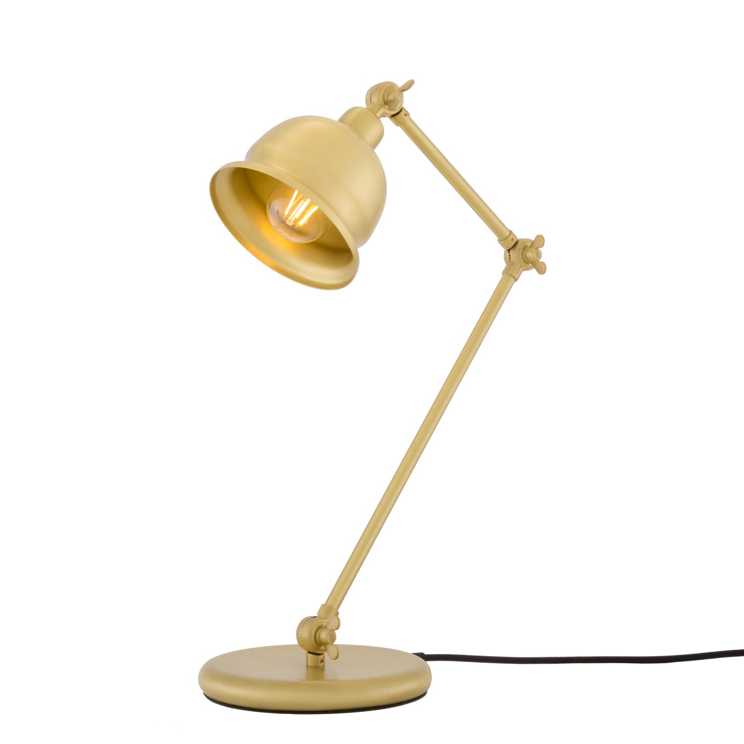 Gold desk lamp on a white background
