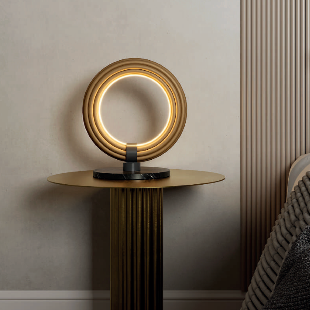 Elli Table Lamp by Aromas Del Campo with sleek modern design and warm ambient lighting, perfect for stylish contemporary interiors.