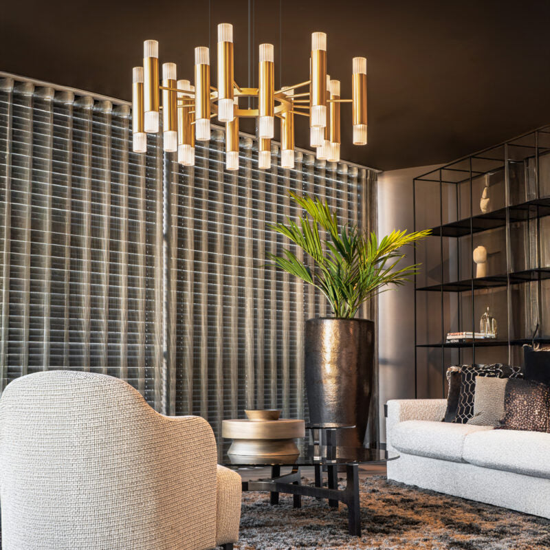 Embrace H10+10 and H16+16 suspension by Ilfari, modern European designer linear suspension lighting with sculptural luxury design