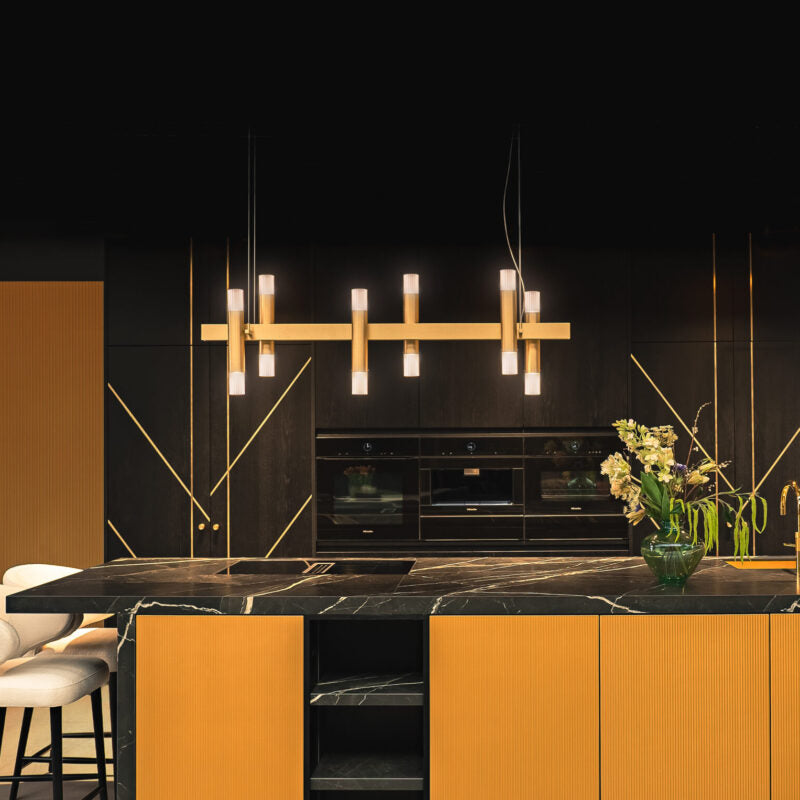 Embrace Linear H6+6 and H8+8 suspension by Ilfari, modern European designer linear lighting with sculptural luxury design for contemporary interiors