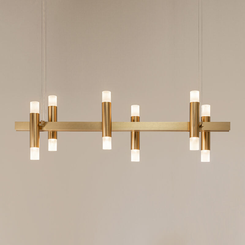 Embrace Linear H6+6 and H8+8 suspension by Ilfari, modern European designer linear lighting with sculptural luxury design for contemporary interiors
