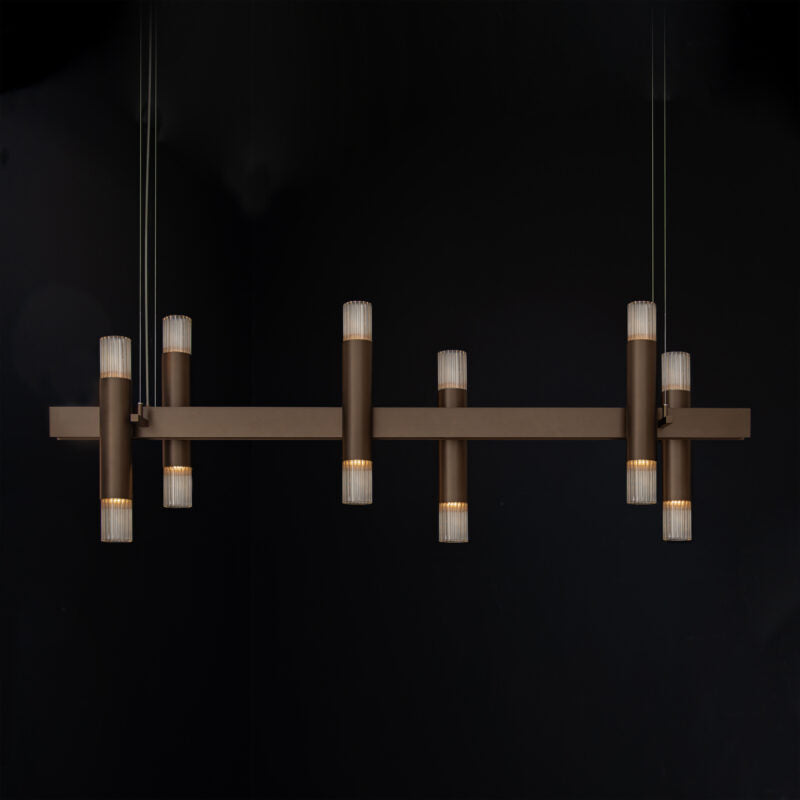Embrace Linear H6+6 and H8+8 suspension by Ilfari, modern European designer linear lighting with sculptural luxury design for contemporary interiors