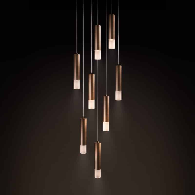 Embrace H5 and H8 pendants by Ilfari, modern European designer pendant lighting with sculptural luxury design for premium interiors