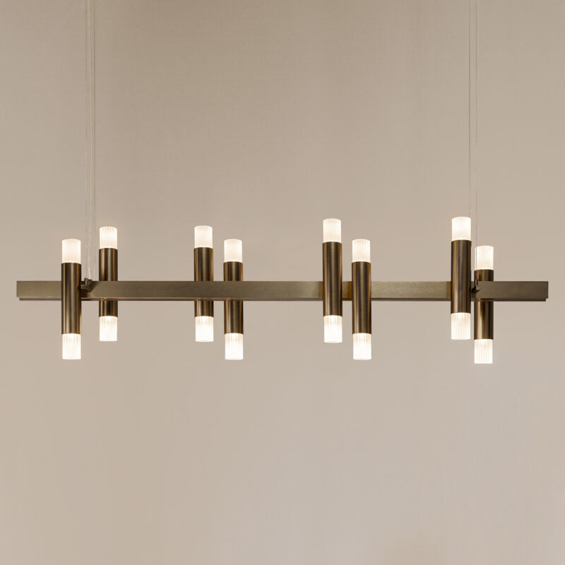 Embrace Linear H6+6 and H8+8 suspension by Ilfari, modern European designer linear lighting with sculptural luxury design for contemporary interiors