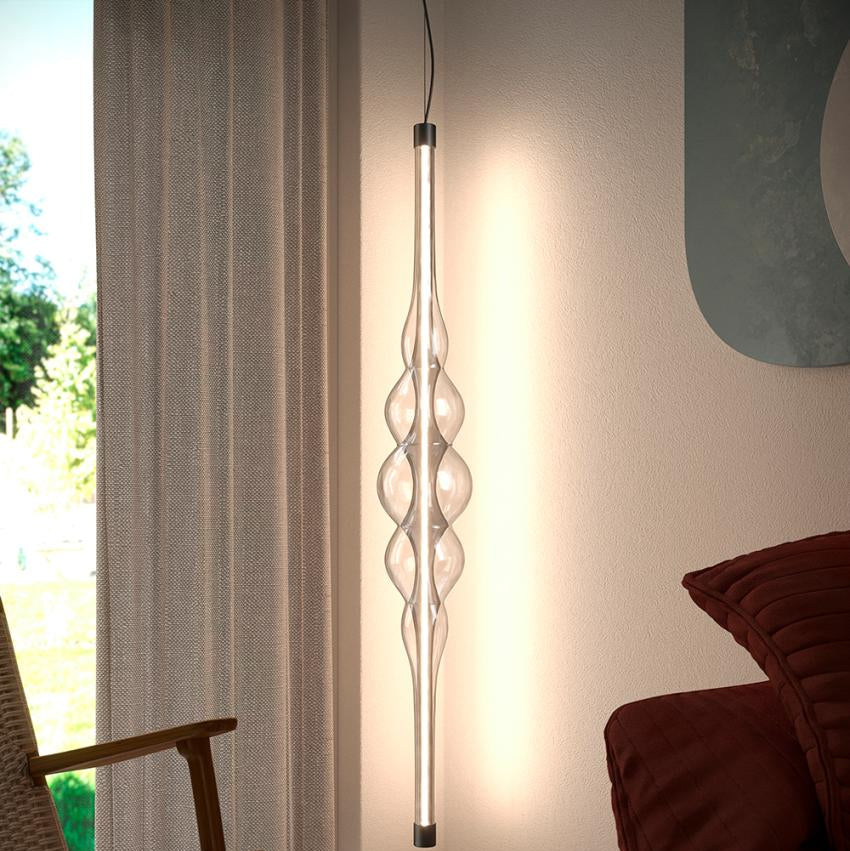 Contemporary Frequency vertical pendant lamp crafted with artisan glasswork by Cangini & Tucci