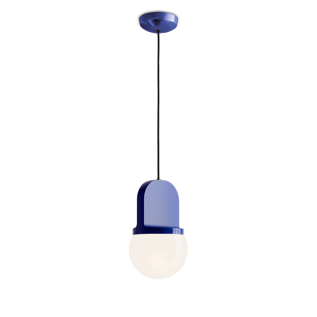 Habea C2781 Blue Pendant Lamp by Ferroluce with handcrafted ceramic design, Italian pendant lighting for modern interiors.