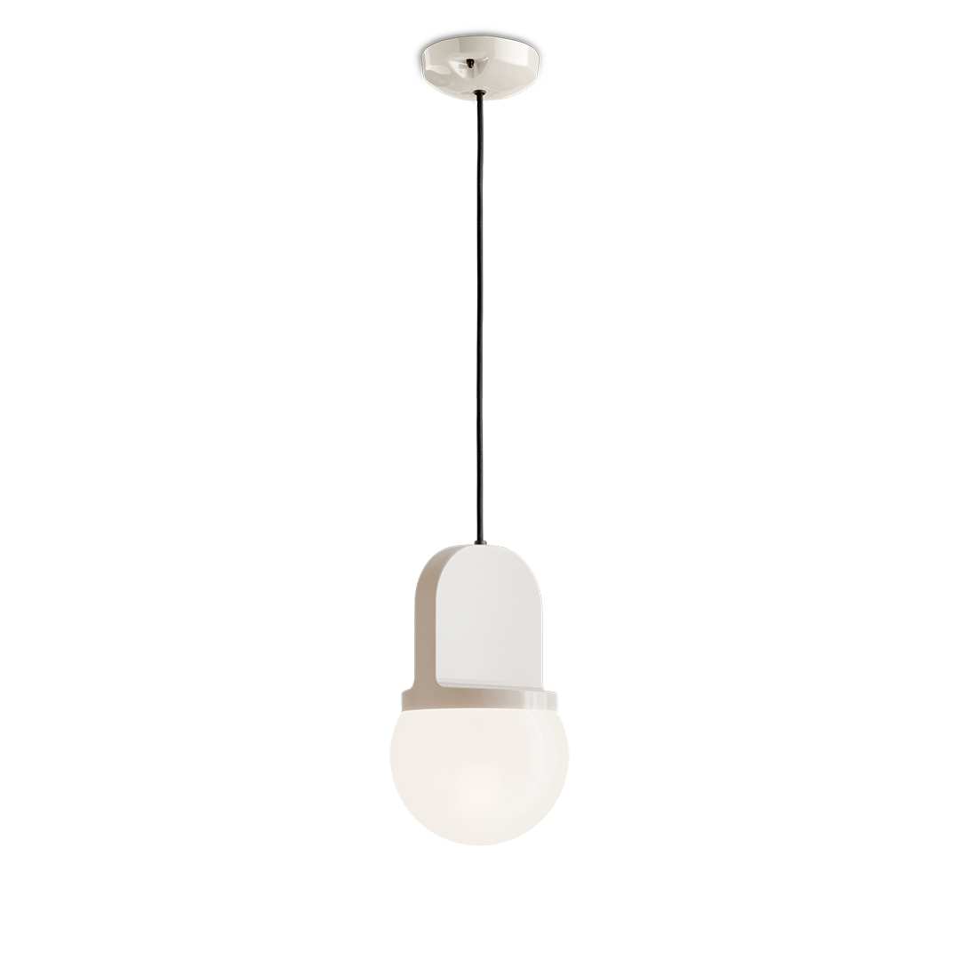 Habea C2781 White Pendant Lamp by Ferroluce with handcrafted ceramic design, Italian pendant lighting for modern interiors.