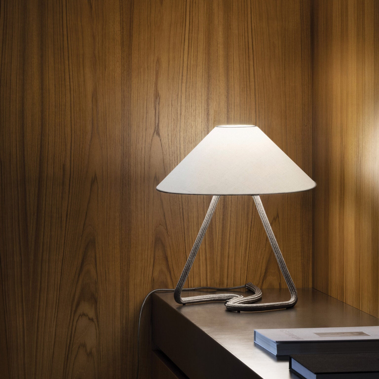 Hat table lamp by Contardi, modern designer table light with elegant fabric shade, perfect for luxury interiors and ambient decorative lighting