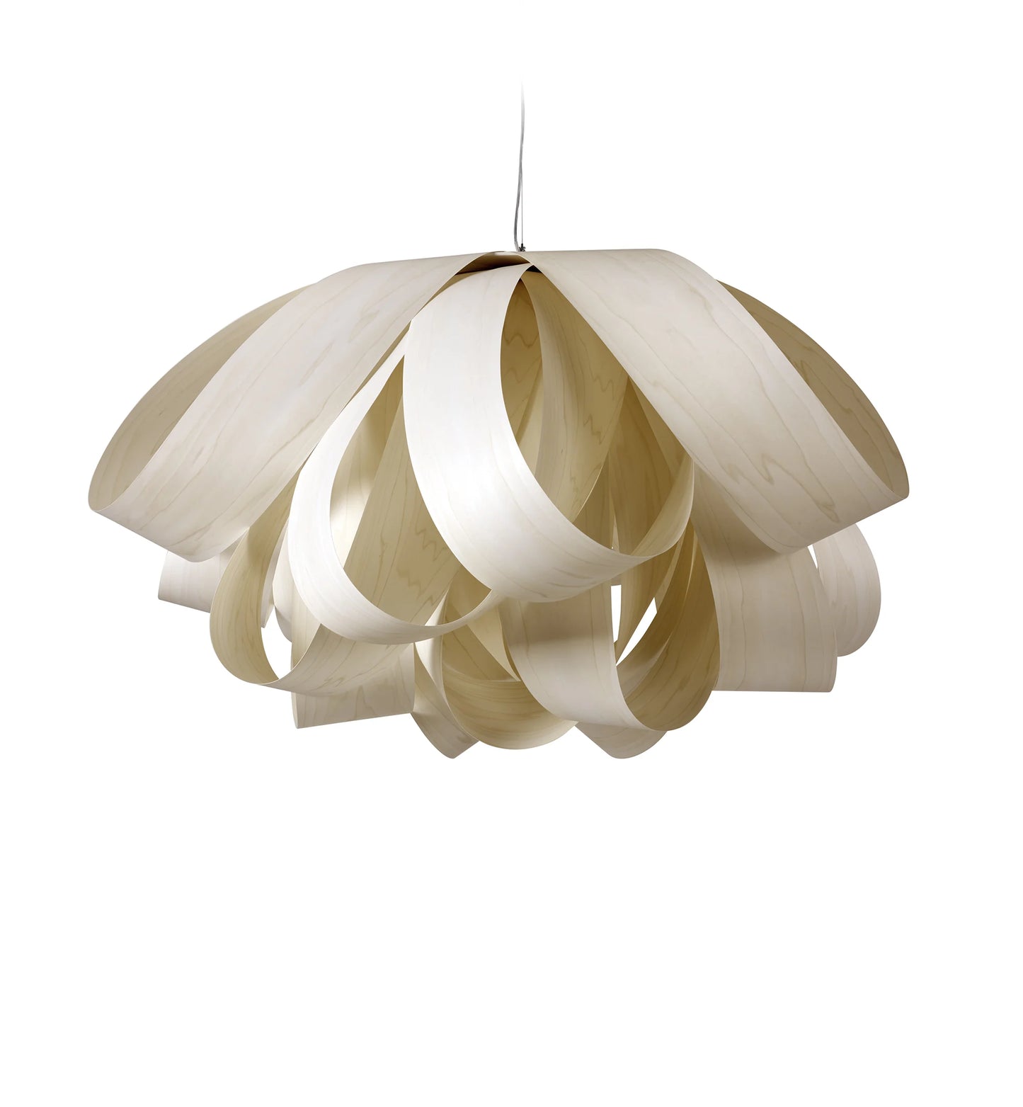 large suspension light in wood veneer white