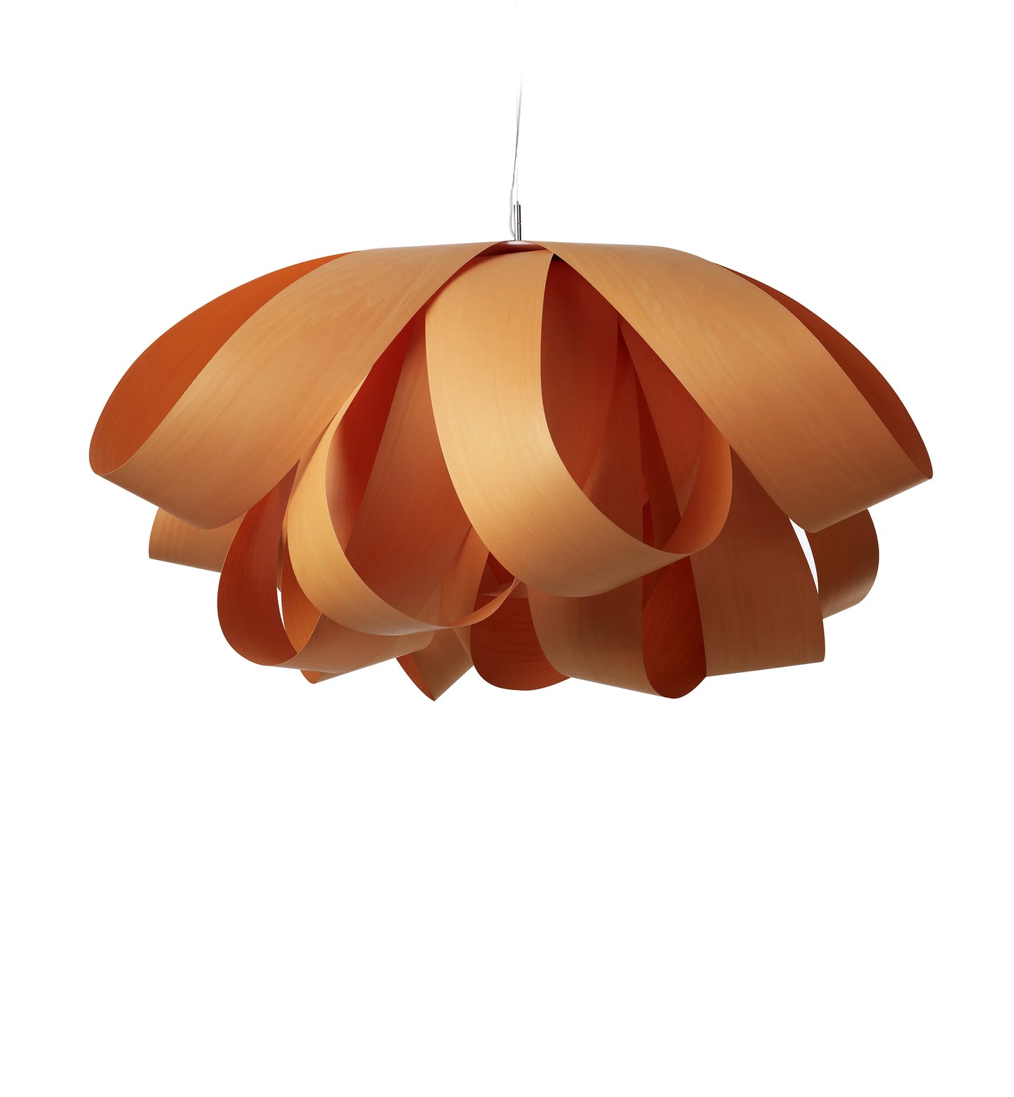 large suspension light in wood Orange