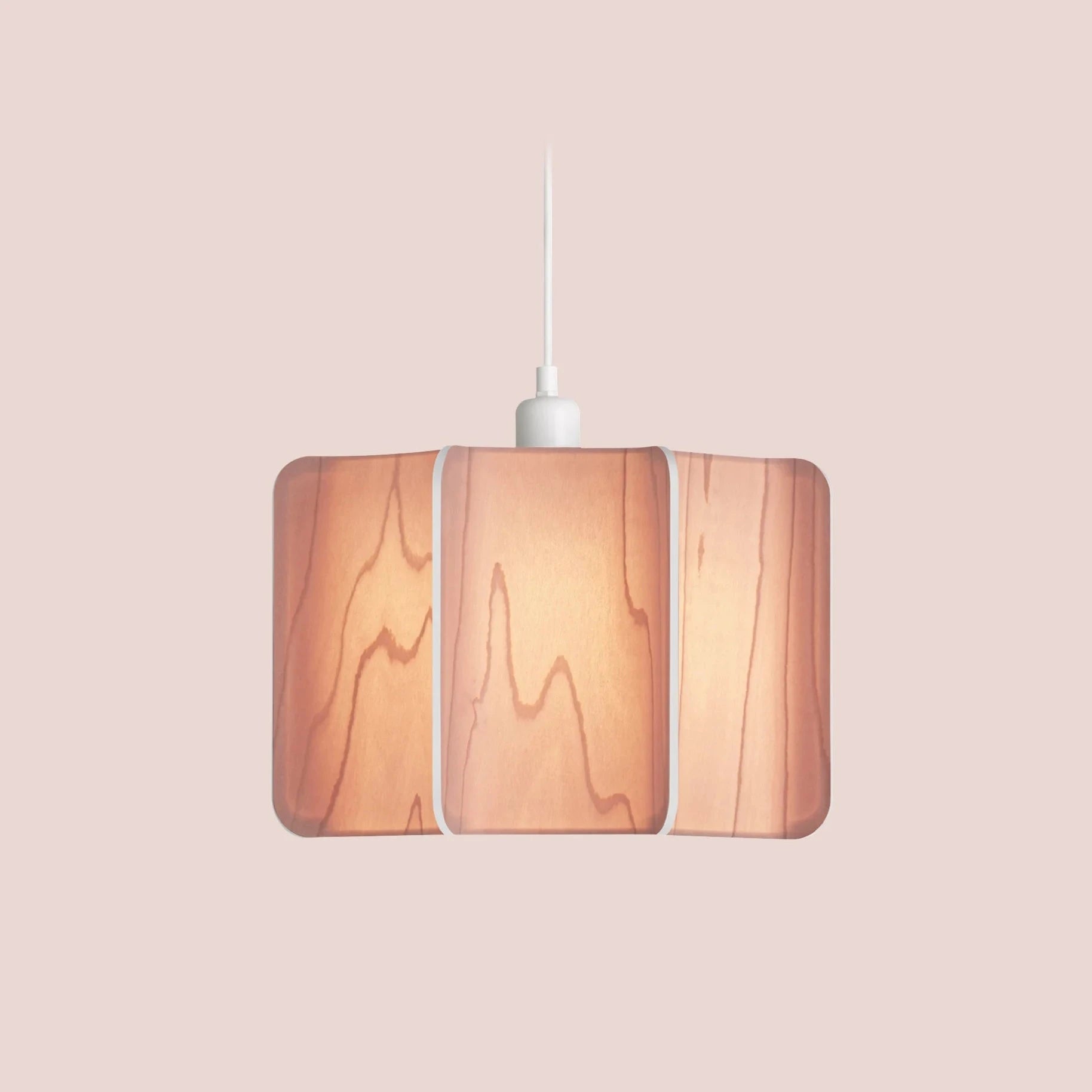 large pendant. Wood veneer Pale pink Suspended light. suspension lighting For Condo