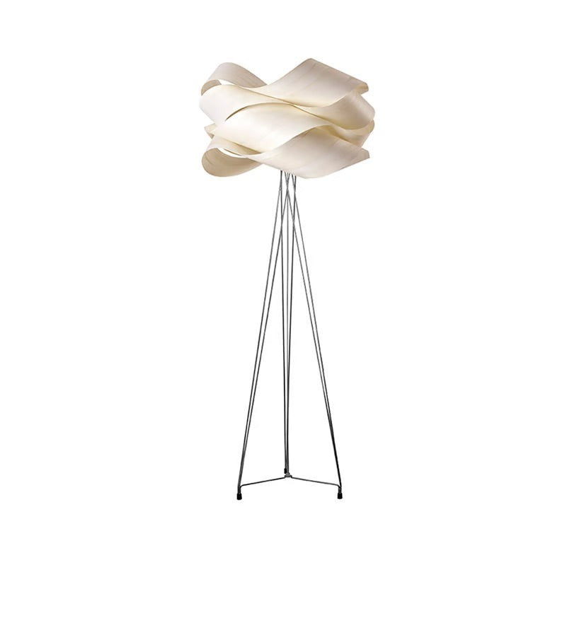 Wood white veneer floor lamp, wooden chandelier floor lamp