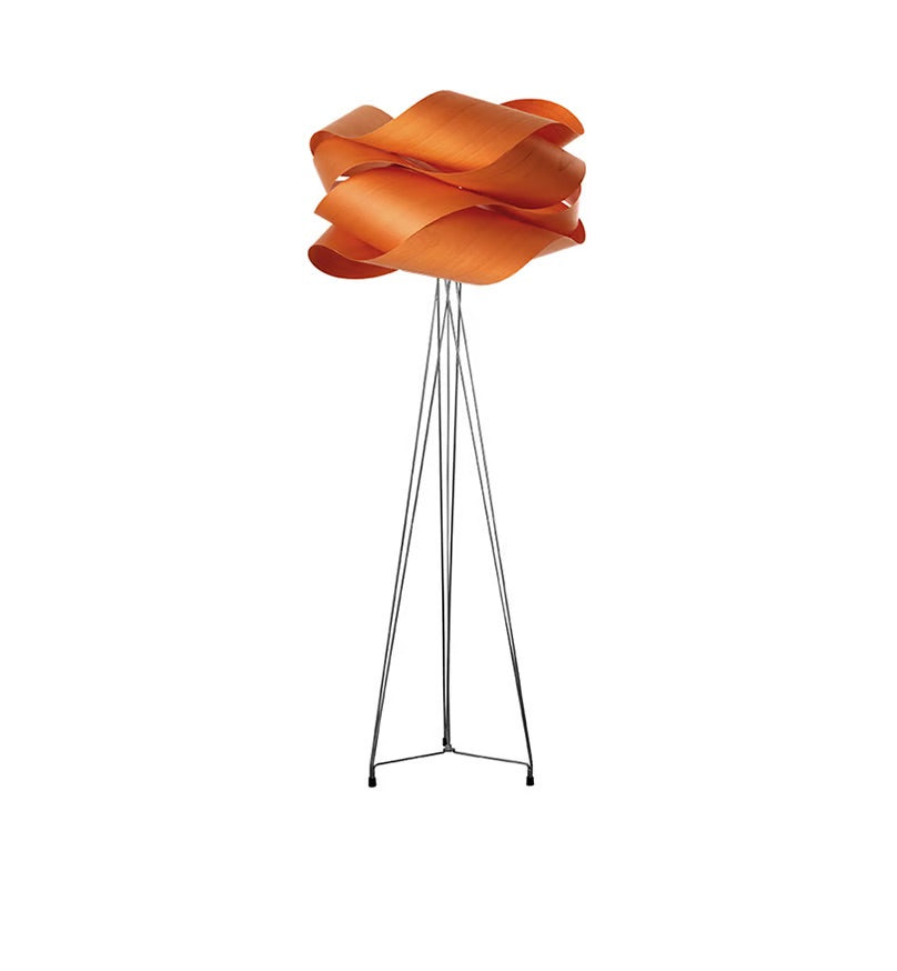 orange floor lamp, wooden chandelier floor lamp