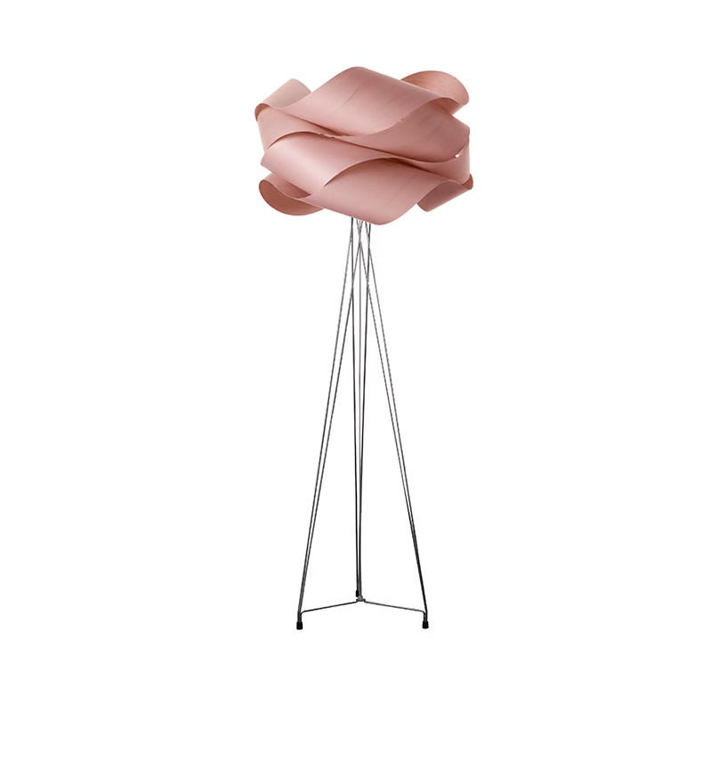 dusty pink veneer floor lamp, wooden chandelier floor lamp. standing chandelier lamp