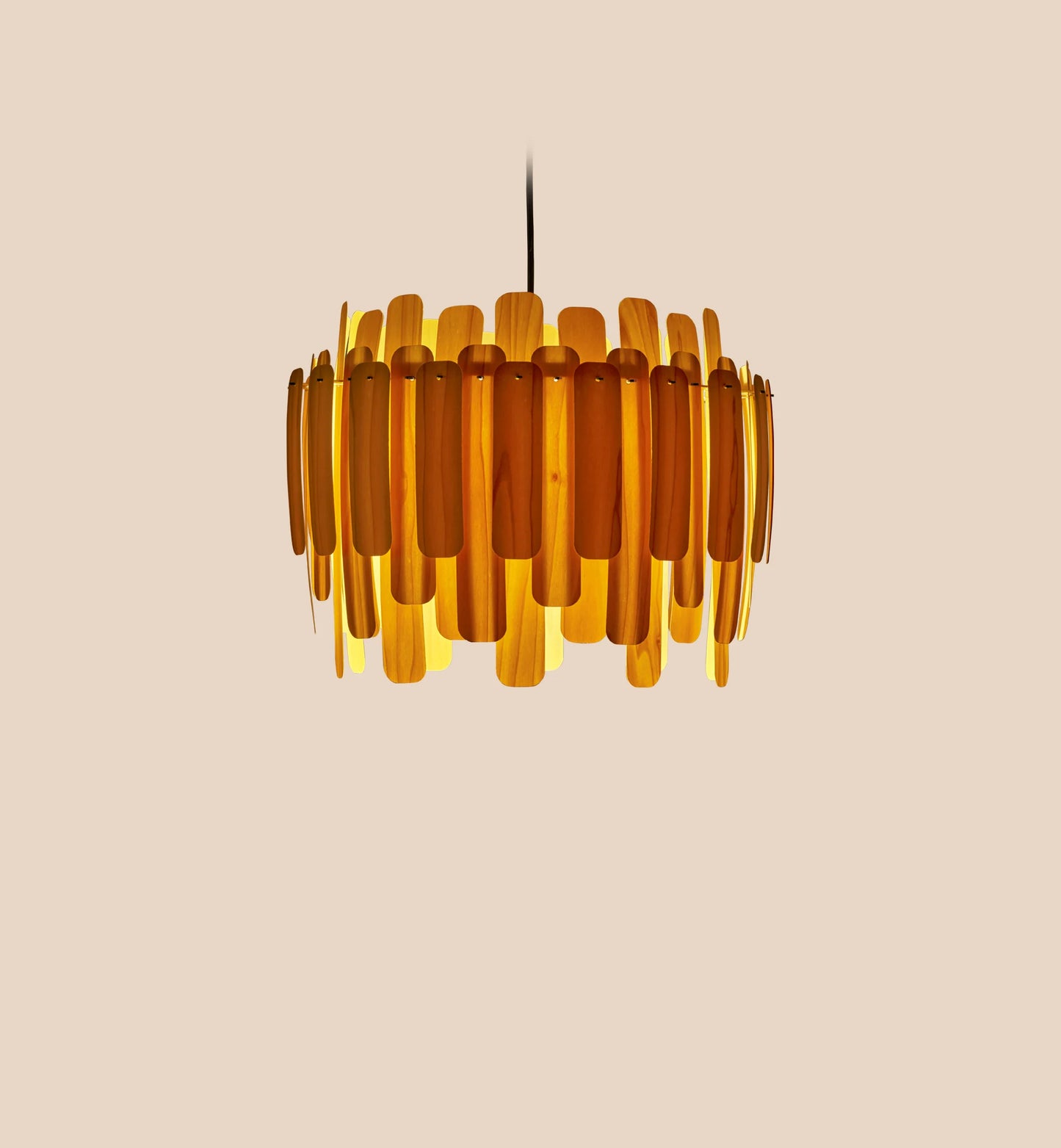 Yellow Wood Art Deco ceiling suspension lights. luxury lighting. walk-in-wardrobe Suspended lamp