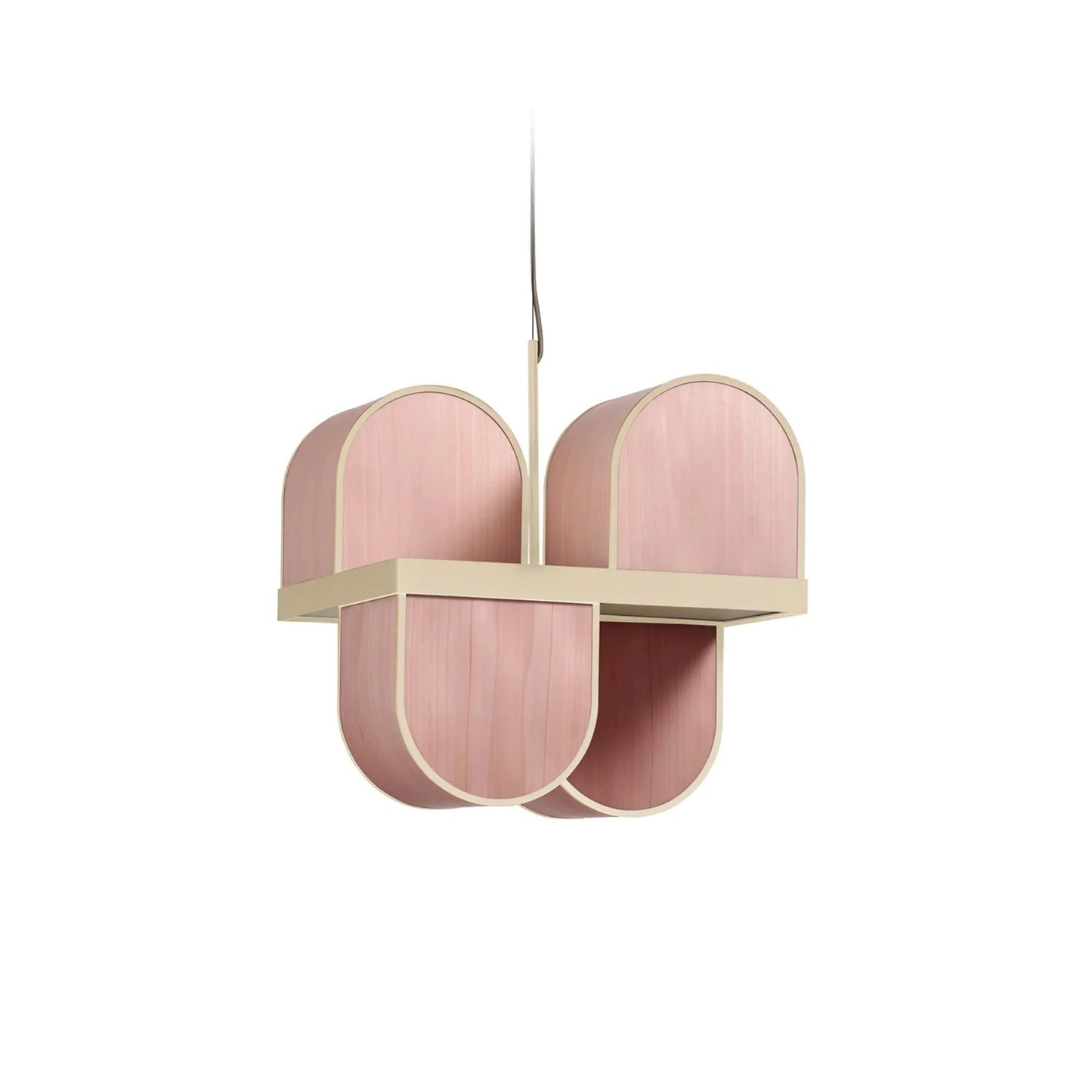 Wood Veneer Pink Suspended light. Bauhaus lighting. bauhaus design