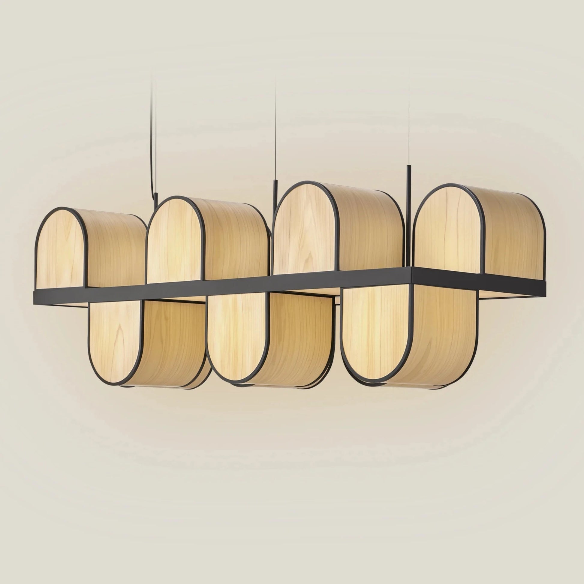  Wood Veneer Large pendant. Grand light wooden. light weight ceiling lamps, Bauhaus