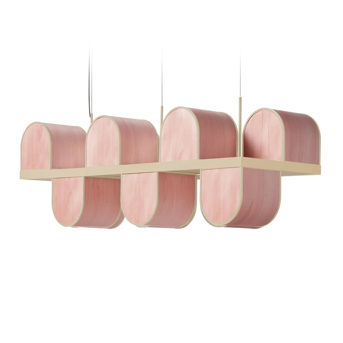 Pink  Wood Large pendant. Grand light wooden. light-weight ceiling lamps, Bauhaus