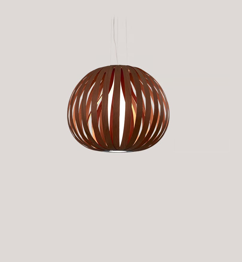 wood large pendant. wooden suspended light. wood chandelier lamp.