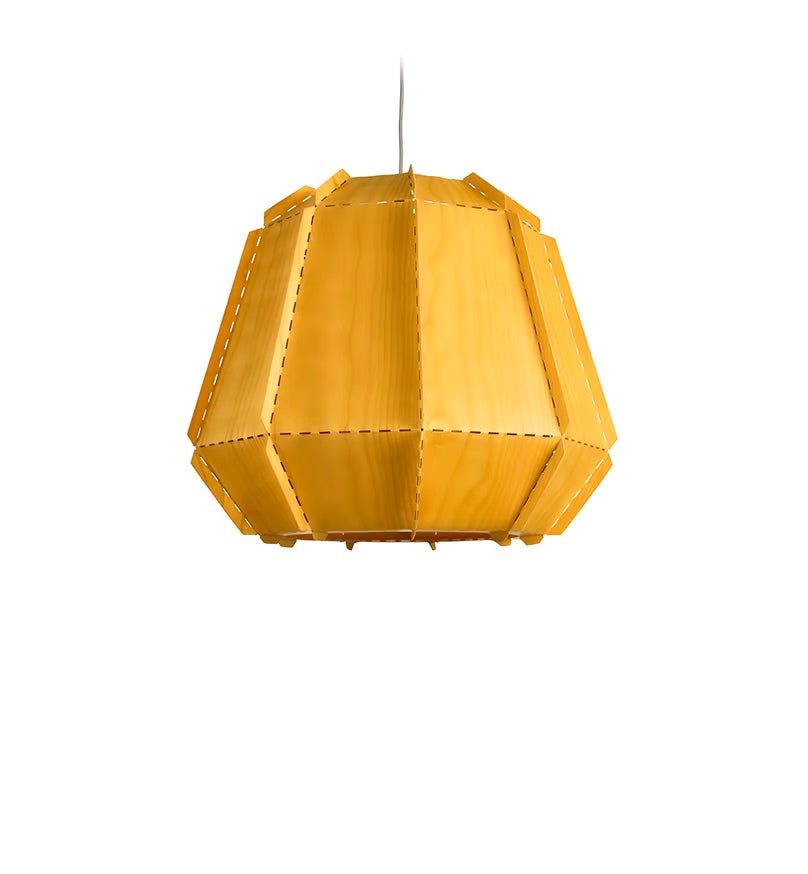 Yellow Natural Wood veneer suspended light. task Light. workshop hanging lamps.  yellow hanging light