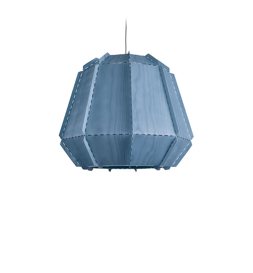 blue Natural Wood veneer suspended light. task Light. workshop hanging lamps. blue hanging light