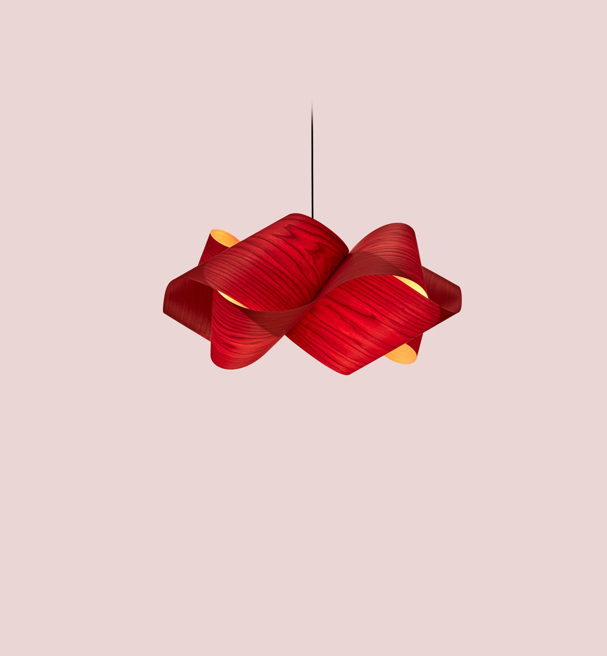 Natural Wood red Veneer pendant lamp, grand light, hanging lighting design, Large pendant, Sustainable light, Dining table Lights