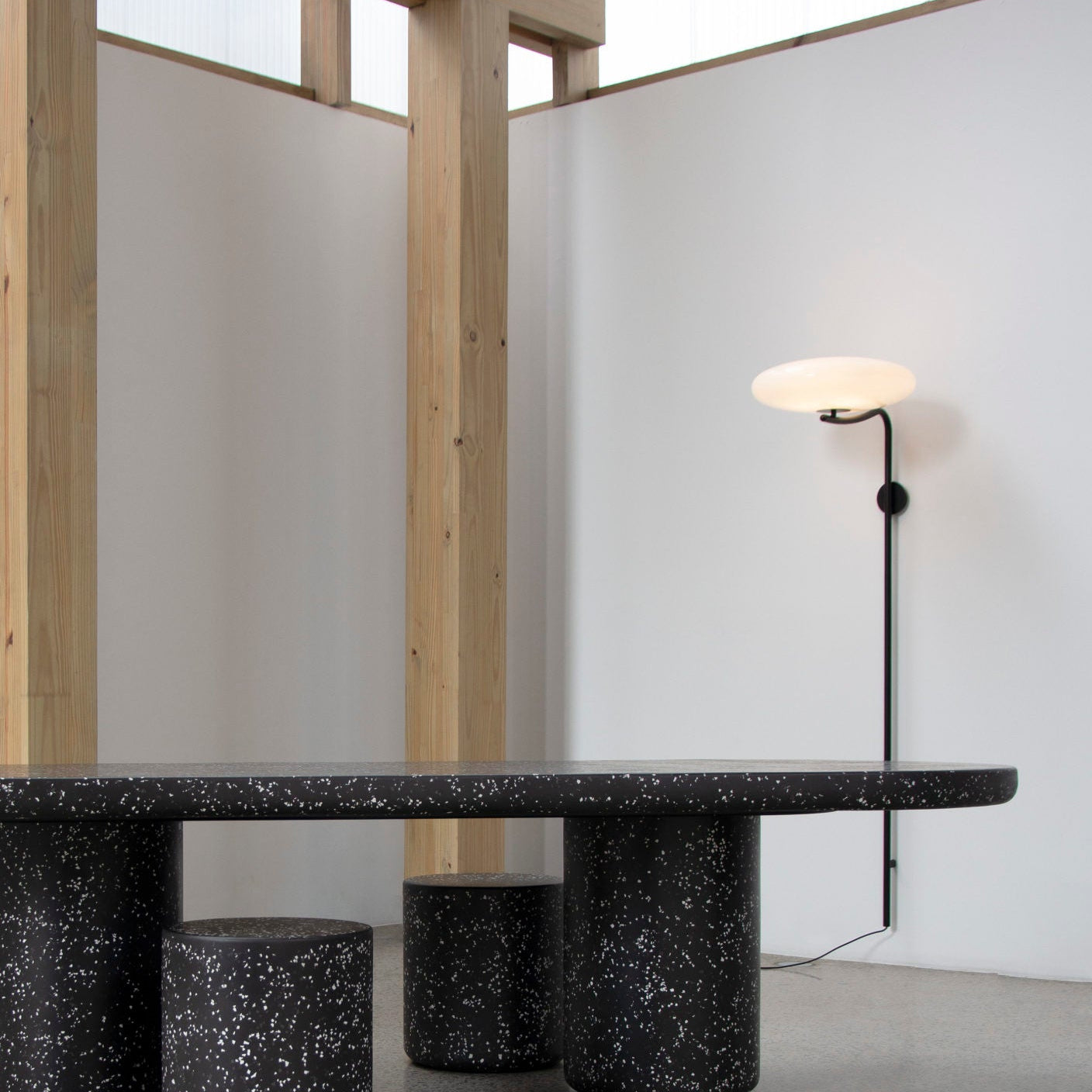 Model 2065 Wall Lamp by Astep – modern minimalist design with opaline shade, elegant aluminum structure, and soft ambient lighting.