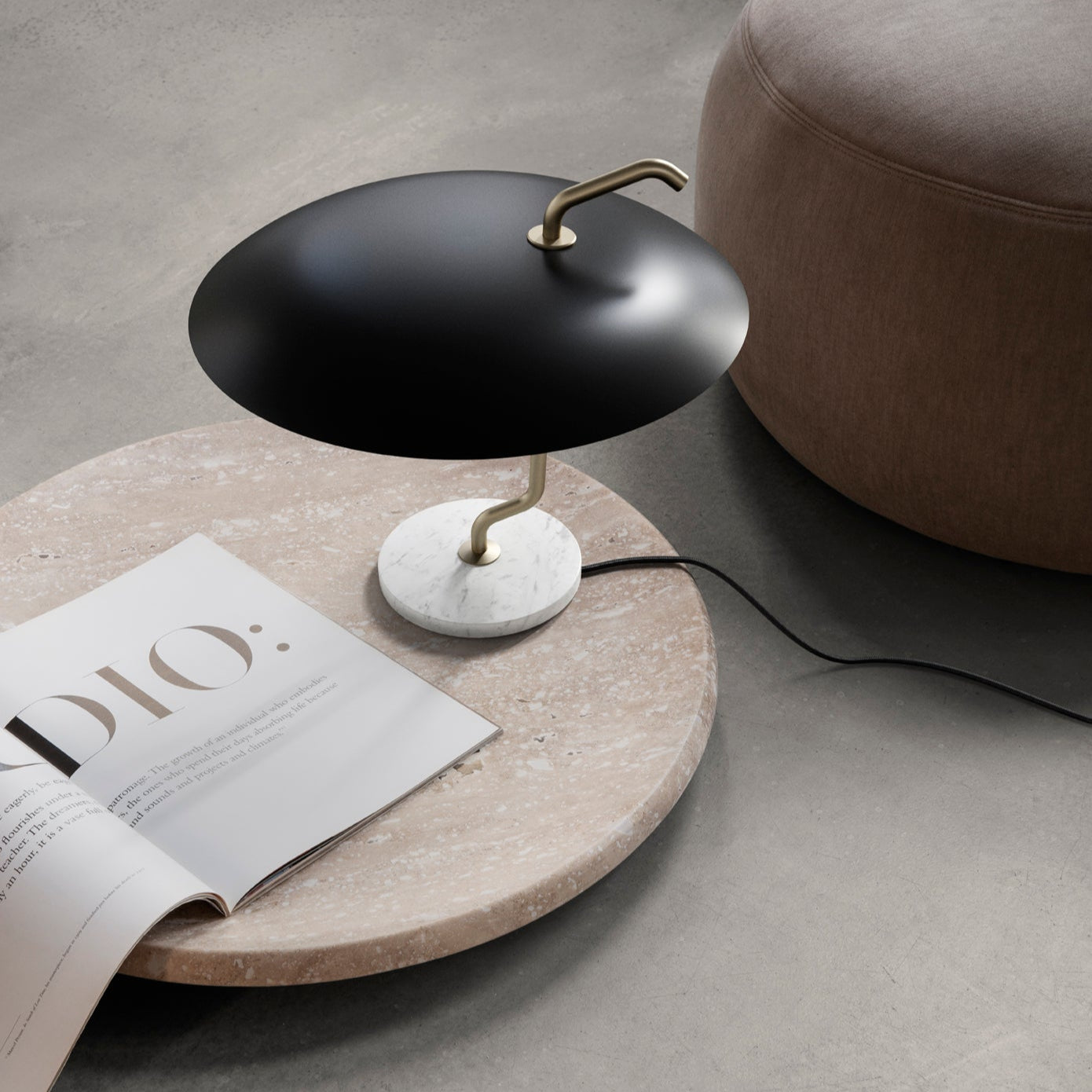 Model 537 Table Lamp by Astep – Mid-century table lamp with adjustable reflector, opal glass shade, and brass base by Vittoriano Viganò.