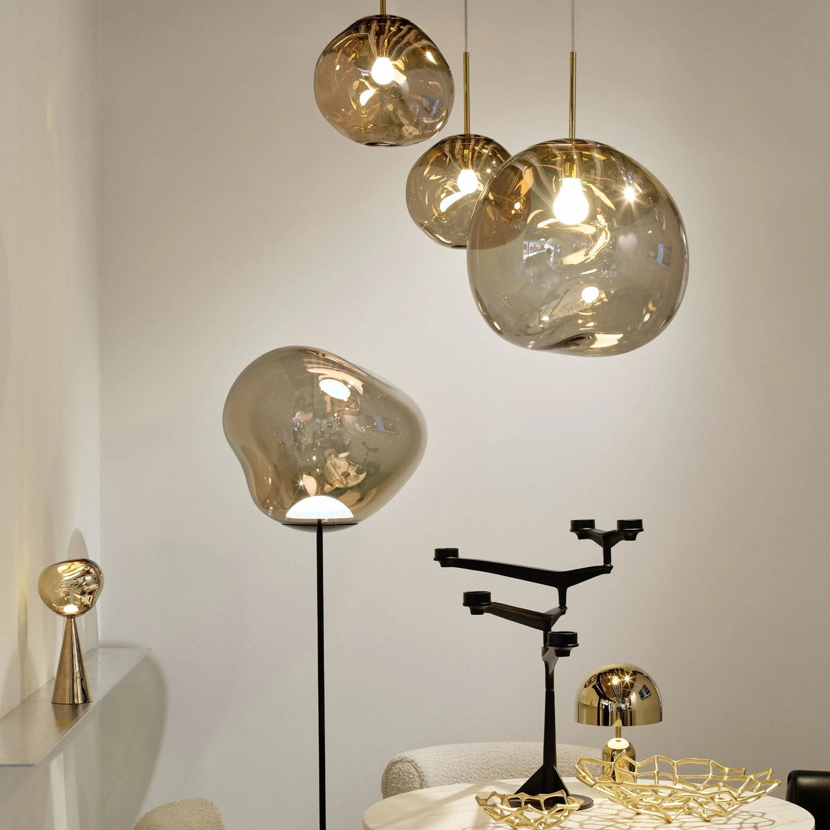 Melt Large Round Pendant System by Tom Dixon, designer pendant light with sculptural form for luxury interiors ✨