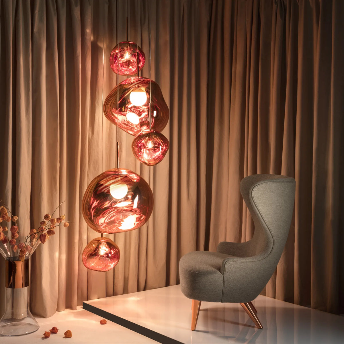 Melt Large Round Pendant System by Tom Dixon, designer pendant light with sculptural form for luxury interiors ✨