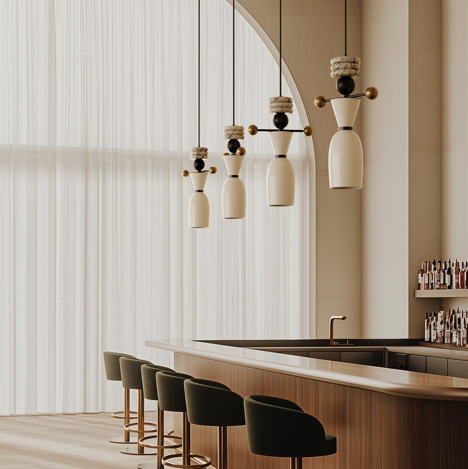 Nuro pendant lamp by Aromas del Campo with slim modern design and warm ambient glow, ideal for contemporary interiors and elegant decorative lighting