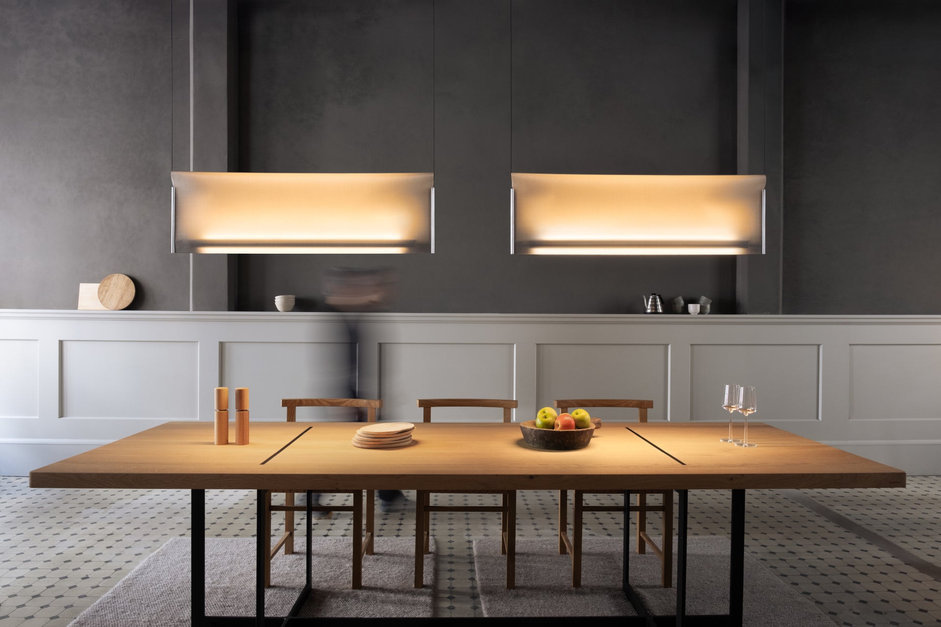 Nebra Pendant Lamp featuring a sleek modern design with soft ambient illumination, perfect for contemporary interior spaces.