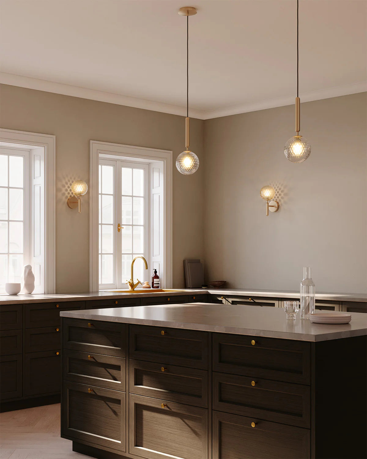 Nuura Miira 1 Pendant Light with brass body and opal glass shade, perfect for elegant, modern lighting. Shop now at My Design Angel.