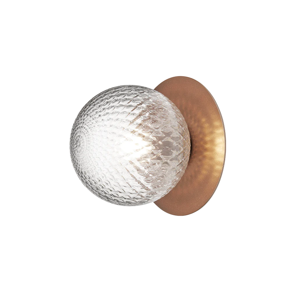 Nuura Liila 1 Outdoor Wall Lamp with bronze finish and clear glass globe, ideal for stylish outdoor wall or ceiling lighting in modern exterior spaces.
