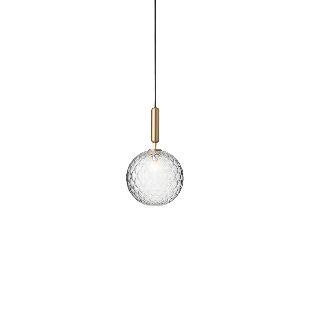 Nuura light, Miira pendant, large pendant lamp, living room pendant, sleek lamp, beautiful lamp, brass pendant with clear patterned glass