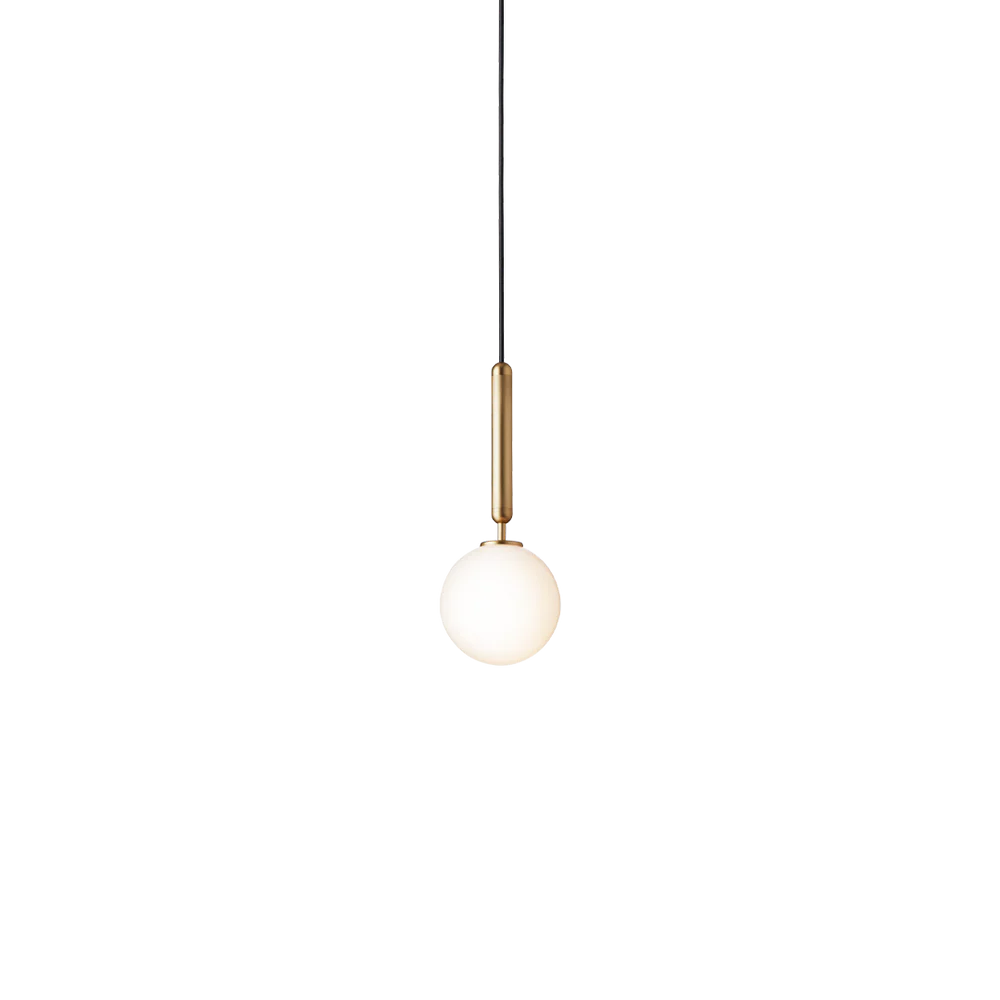 Miira 1 Pendant by Nuura with brass finish and embossed clear glass shade, ideal for modern interiors. Buy online at My Design Angel.