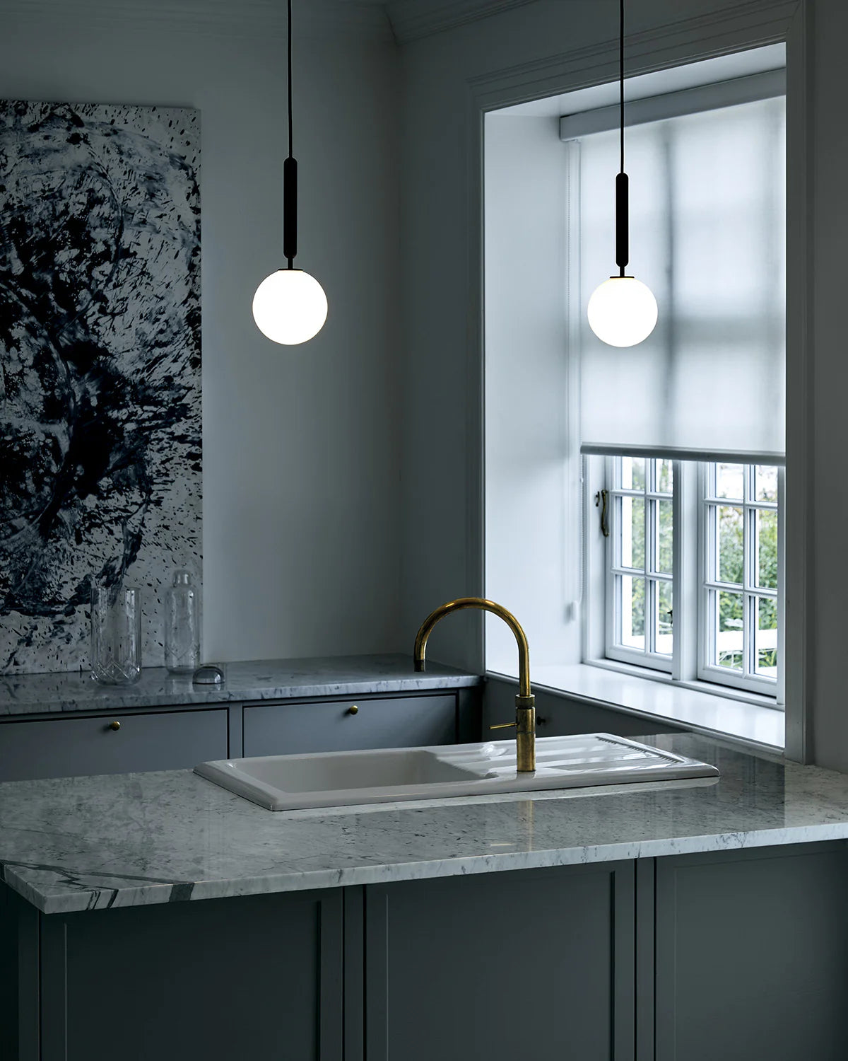 Nuura Miira 1 Pendant Light with rock grey body and opal glass shade, perfect for elegant, modern lighting. Shop now at My Design Angel.