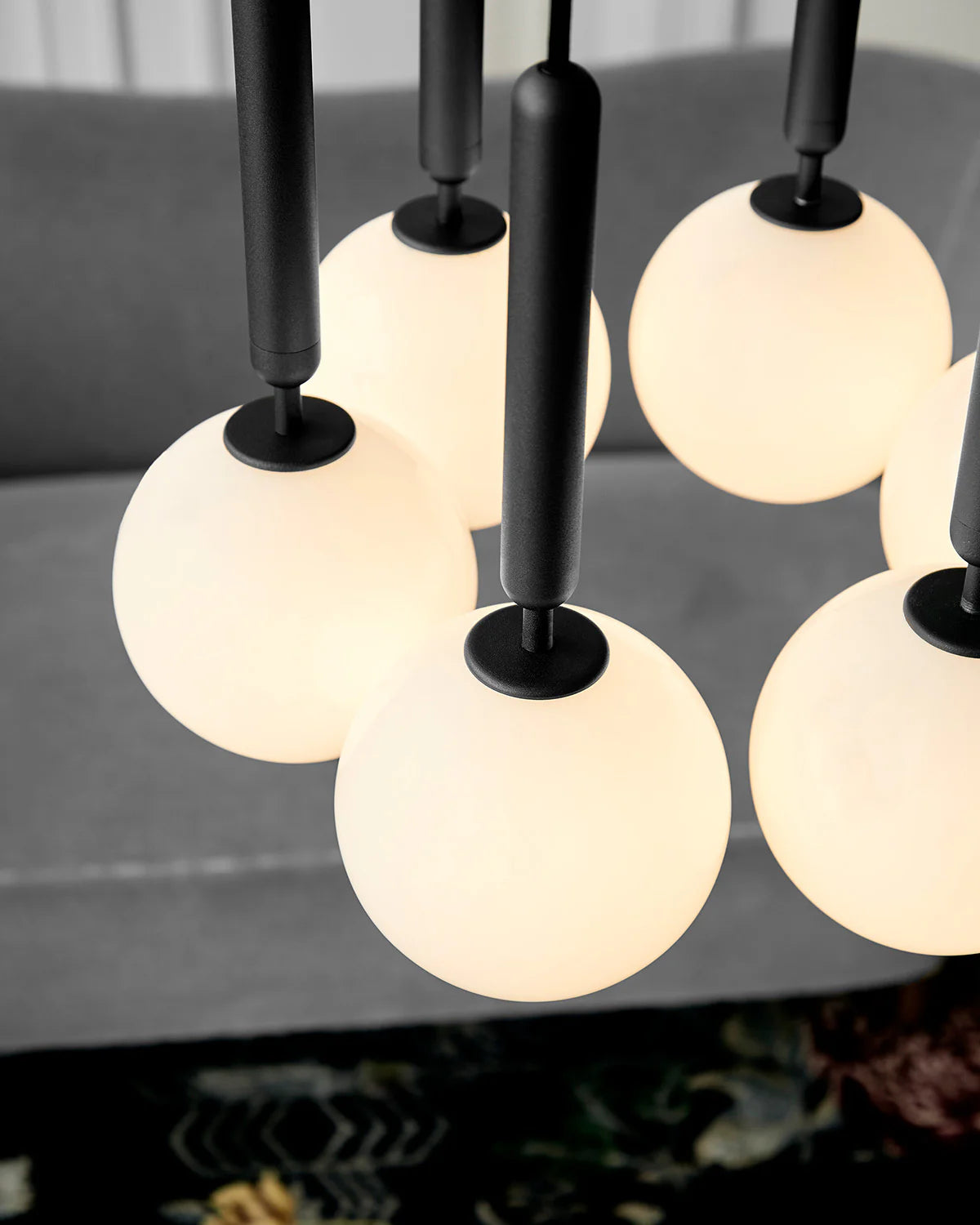 Miira 6 Chandelier by Nuura is Scandinavian light for dining lights, living room lights in house interior lights as contemporary lights for home decor