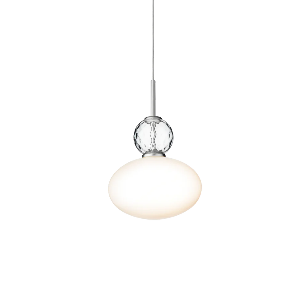 Elegant sculptural pendant by Nuura with soft light and minimalist design