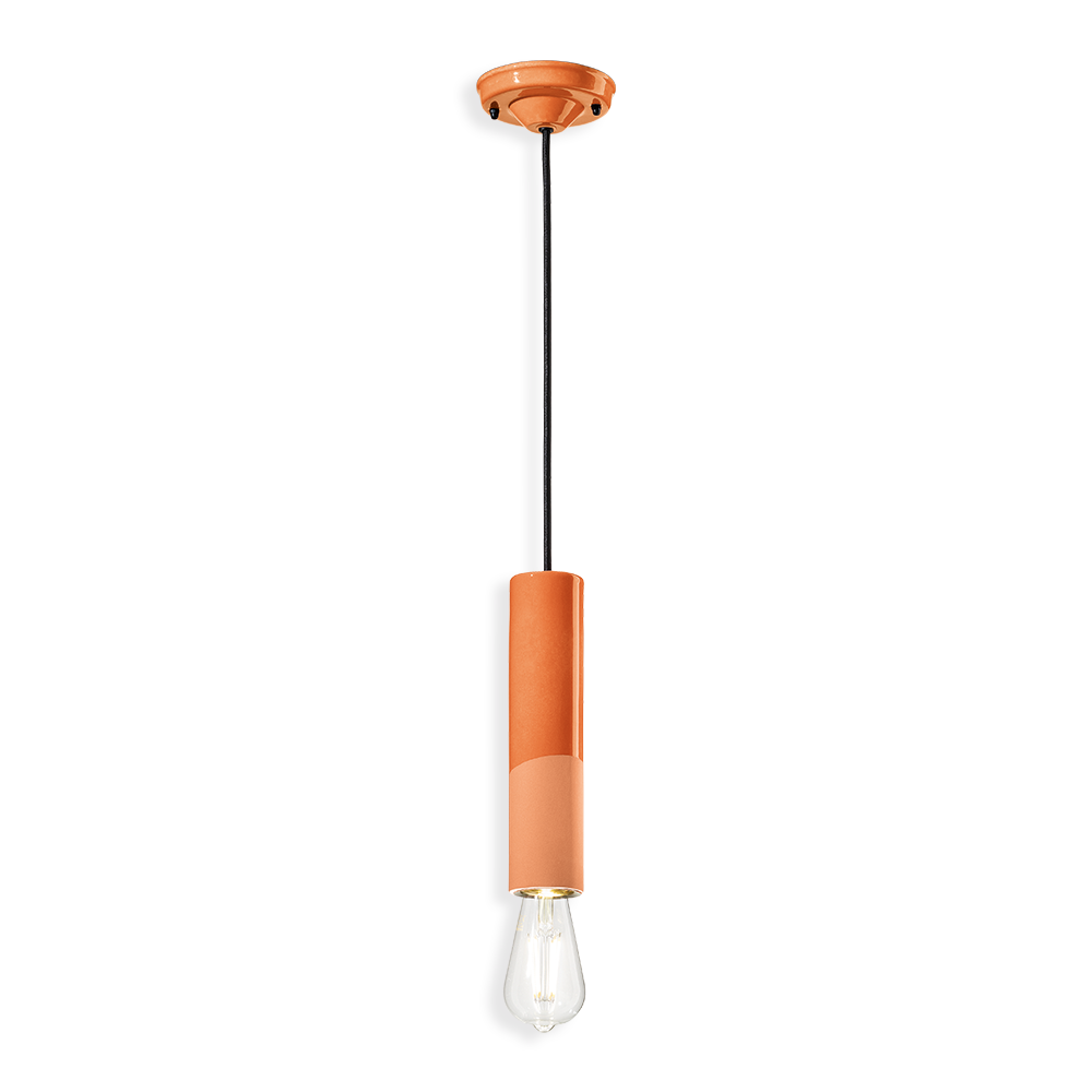 PI Pendant Lamp C2500 Orange by Ferroluce with handcrafted ceramic design, Italian pendant lighting for modern interiors.