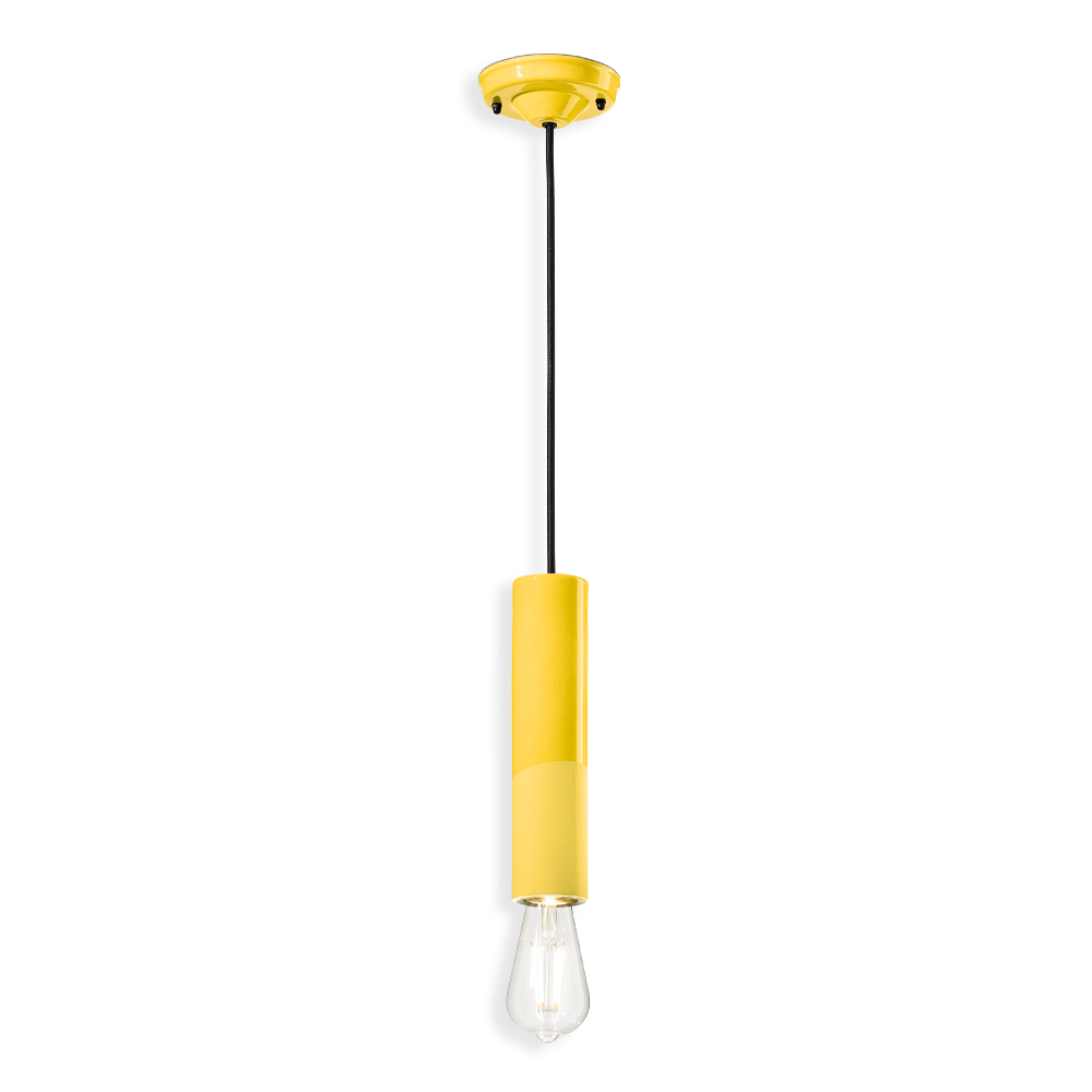 PI Pendant Lamp C2500 Yellow by Ferroluce with handcrafted ceramic design, Italian pendant lighting for modern interiors.