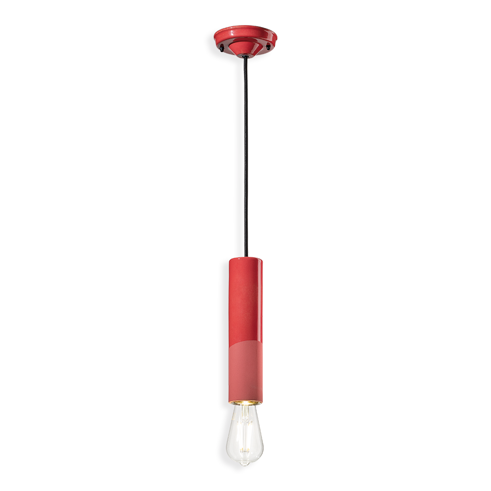 PI Pendant Lamp Red C2500 by Ferroluce with handcrafted ceramic design, Italian pendant lighting for modern interiors.